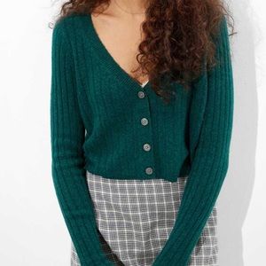 American Eagle Outfitters Cropped Cardigan Oversized Dream Spun Size M Green